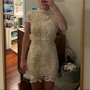 Superdown White Lace and Nude Backless dress